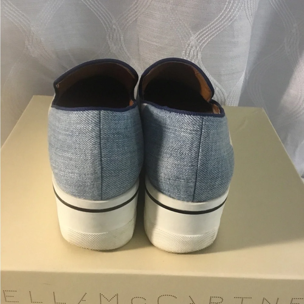 Stella McCartney Denim Blue Star Platform Slip-Ons